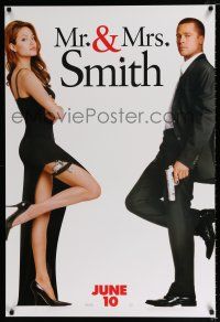 2f537 MR. & MRS. SMITH teaser 1sh '05 married assassins Brad Pitt & sexy Angelina Jolie!