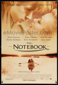 2f564 NOTEBOOK advance DS 1sh '04 Ryan Gosling & Rachel McAdams, Garner & Rowlands on boat!