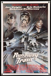 2f656 RUNAWAY TRAIN 1sh '85 Mahon art of Jon Voight, Eric Roberts & Rebecca DeMornay!