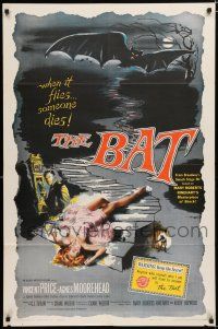 2h081 BAT 1sh '59 art of Vincent Price & sexy fallen girl, when it flies, someone dies!