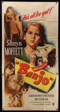 2j636 BANJO 3sh '47 art of adorable Sharyn Moffett & her beloved dog against the world!