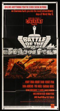 2j639 BATTLE OF THE BULGE 3sh '66 rare Cinerama style, cool Jack Thurston tank art!