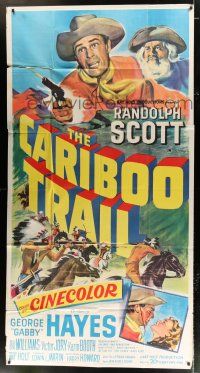 2j675 CARIBOO TRAIL 3sh '50 art of Randolph Scott & Gabby Hayes vs Native American Indians!