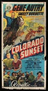 2j682 COLORADO SUNSET 3sh '39 art of Gene Autry riding Champion & The CBS-KMBC Texas Rangers!