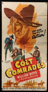 2j683 COLT COMRADES 3sh '43 cool art of William Boyd as Hopalong Cassidy catching bad guys!