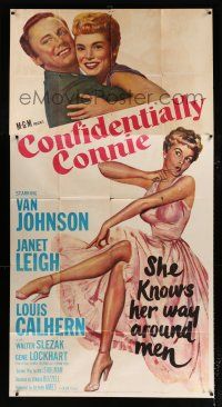 2j685 CONFIDENTIALLY CONNIE 3sh '53 sexy Janet Leigh knows her way around men, Van Johnson!