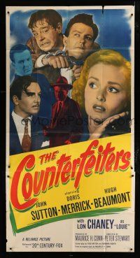 2j686 COUNTERFEITERS 3sh '48 John Sutton, Lon Chaney Jr., Hugh Beaumont, cool crime montage!