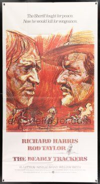 2j693 DEADLY TRACKERS int'l 3sh '73 Kramer art of Richard Harris & Rod Taylor, written by Sam Fuller