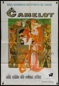 2j416 CAMELOT Argentinean '67 Richard Harris as King Arthur, Redgrave as Guenevere, Bob Peak art!