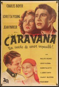 2j419 CARAVAN Argentinean '34 Loretta Young, Charles Boyer, Samson Raphaelson, different art!