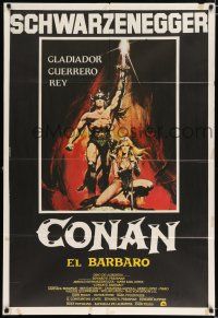 2j426 CONAN THE BARBARIAN Argentinean '82 Casaro art of Arnold Schwarzenegger & sexy Bergman!