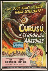 2j433 CURUCU, BEAST OF THE AMAZON Argentinean '56 Universal horror, great monster art!