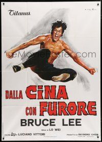 2j140 CHINESE CONNECTION Italian 1p R1970s Lo Wei's Jing Wu Men, kung fu Bruce Lee, art by Ciriello!