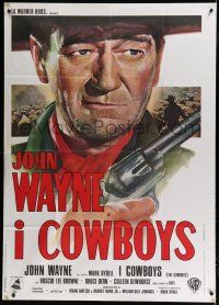 2j149 COWBOYS Italian 1p '72 different super close up art of big John Wayne with gun!