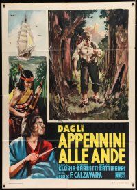 2j151 DAGLI APPENNINI ALLE ANDE Italian 1p R51 Olivetti art of boy traveling across South America!