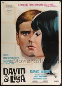 2j154 DAVID & LISA Italian 1p '63 different art of Kier Dullea & Janet Margolin's faces merging!