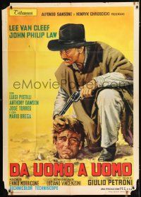 2j156 DEATH RIDES A HORSE Italian 1p '67 cool art of Lee Van Cleef & guy buried up to his head!