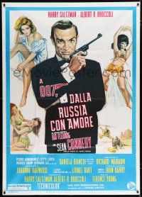 2j190 FROM RUSSIA WITH LOVE Italian 1p R70s art of Sean Connery as James Bond 007 & sexy girls!