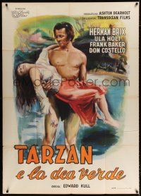 2j320 TARZAN & THE GREEN GODDESS Italian 1p '48 different Manfredo art of Bennett carrying girl!