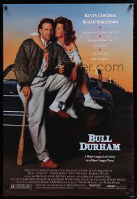 2m132 BULL DURHAM 1sh '88 great image of baseball player Kevin Costner & sexy Susan Sarandon!