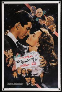 2m428 IT'S A WONDERFUL LIFE Kilian 1sh R90 art of James Stewart, Donna Reed & cast by Dudash!