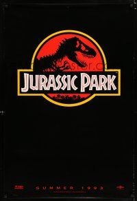 2m445 JURASSIC PARK red teaser 1sh '93 Spielberg, Attenborough re-creates dinosaurs!