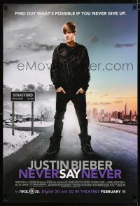 2m449 JUSTIN BIEBER: NEVER SAY NEVER advance DS 1sh '11 cool full-length image of singer!