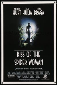 2m460 KISS OF THE SPIDER WOMAN 1sh '85 cool artwork of sexy Sonia Braga in spiderweb dress!