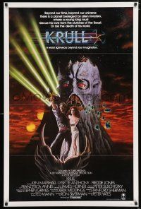 2m461 KRULL int'l 1sh '83 sci-fi fantasy art of Ken Marshall & Lysette Anthony in monster's hand!