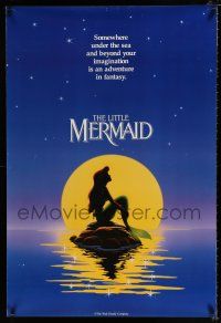 2m487 LITTLE MERMAID int'l teaser DS 1sh '89 Disney, great cartoon image of Ariel in moonlight!