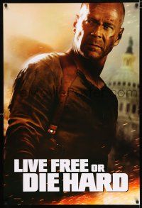 2m488 LIVE FREE OR DIE HARD teaser 1sh '07 Bruce Willis by the U.S. capitol building!