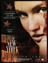 2p621 GANGS OF NEW YORK teaser French 1p '03 super close up of sexy Cameron Diaz, Martin Scorsese!