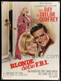 2p630 GLASS BOTTOM BOAT French 1p '66 different Charles Rau art of Doris Day & Rod Taylor!