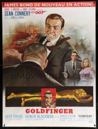 2p638 GOLDFINGER French 1p R70s art of Sean Connery as James Bond 007 by Jean Mascii!