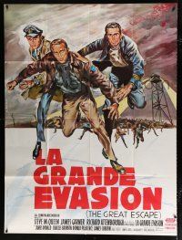 2p646 GREAT ESCAPE French 1p '63 Steve McQueen, Charles Bronson, John Sturges, art by Allard!