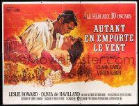 2p341 GONE WITH THE WIND French 8p R89 Terpning art of Gable & Vivien Leigh over burning Atlanta!