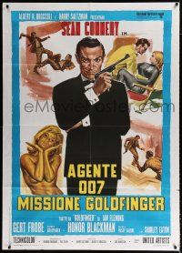 2p204 GOLDFINGER Italian 1p R70s cool artwork of Sean Connery as secret agent James Bond 007!