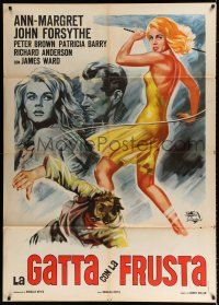 2p230 KITTEN WITH A WHIP Italian 1p '64 different full-length art of sexy bad girl Ann-Margret!