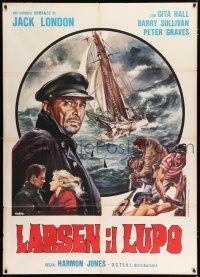 2p338 WOLF LARSEN Italian 1p R75 Barry Sullivan as Jack London's sadistic captain, Morini art!