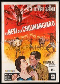 2p104 SNOWS OF KILIMANJARO Italian 2p R65 different art of Gregory Peck & Ava Gardner in Africa!