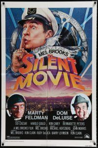 2t783 SILENT MOVIE 1sh '76 Marty Feldman, Dom DeLuise, art of Mel Brooks by John Alvin!