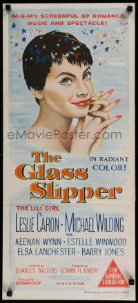 2y436 GLASS SLIPPER Aust daybill '55 wonderful close up art of pretty Leslie Caron!