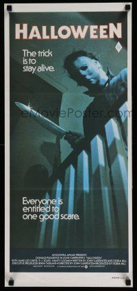 2y438 HALLOWEEN Aust daybill '79 John Carpenter classic, great image, the trick is to stay alive!