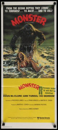 2y441 HUMANOIDS FROM THE DEEP Aust daybill '80 art of Monster over sexy girl on beach!