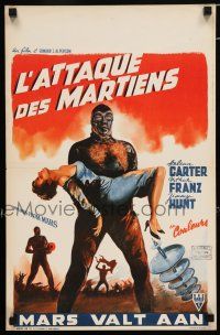 2y213 INVADERS FROM MARS Belgian '53 sci-fi classic, great art of alien carrying pretty woman!