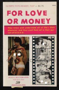 2y477 FOR LOVE & MONEY paperback book '68 based on Ed Wood's novel, an expose of espionage, rare!