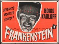 2y231 FRANKENSTEIN British quad R60s great different artwork of Boris Karloff as the monster!