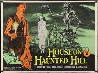 2y232 HOUSE ON HAUNTED HILL British quad '59 classic Vincent Price & skeleton with hanging girl!