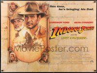 2y233 INDIANA JONES & THE LAST CRUSADE British quad '89 Drew art of Harrison Ford & Sean Connery!