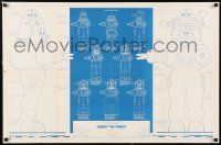 2y176 FORBIDDEN PLANET 23x35 commercial poster '78 cool blueprints for Robby the Robot by Malone!